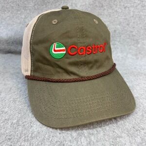 Castrol Logo Mens Green Castrol Trucker Hat Mesh Snapback Rope Cap OSFM